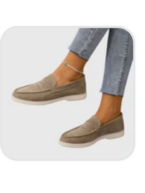 Classic Taupe Suede Slip-On Loafers for Women